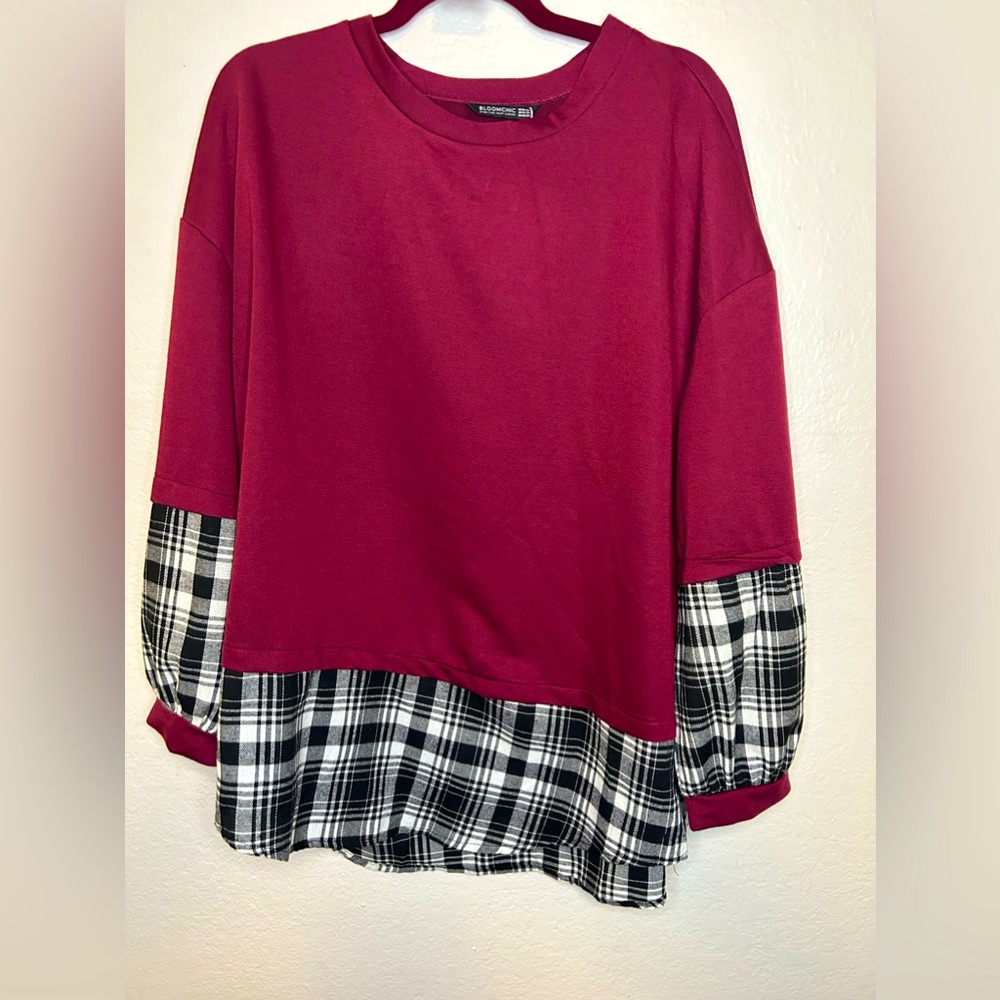BloomChic Plaid Sweatshirt 2x
